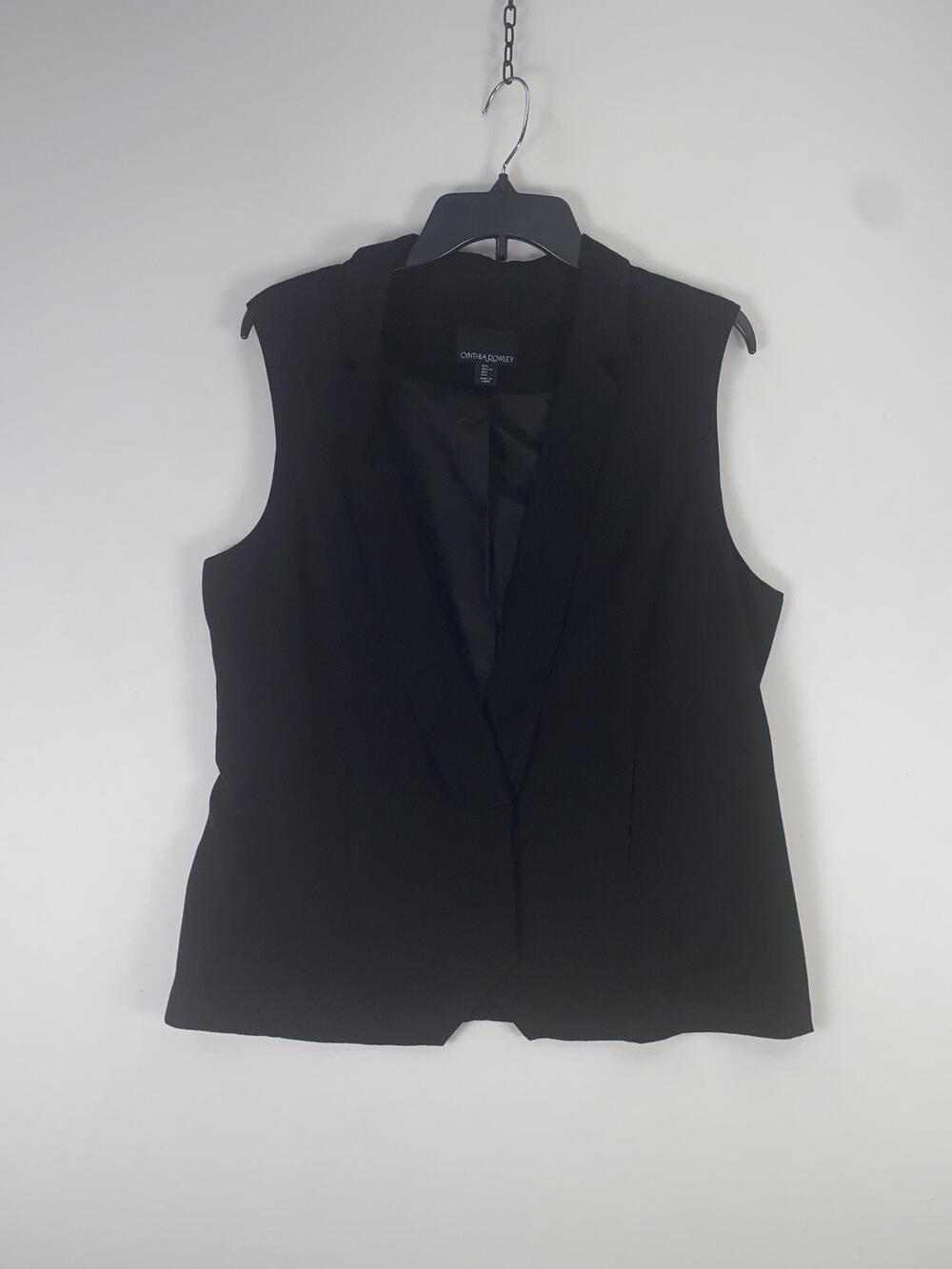 Cynthia Rowley Vest Womens Large Black Sleeveless Notch Lapel Lined Suit Vest